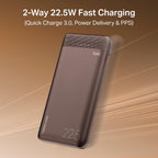 boAt EnergyShroom PB300 Neo 10000mAh Power Bank with 22.5W Fast Charging, 3X Output Ports, Supports Android, iPhone, Tablets, Earbuds (Mocha Brown)