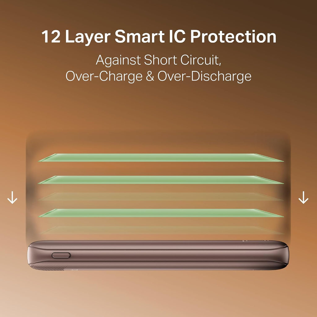 boAt EnergyShroom PB300 Neo 10000mAh Power Bank with 22.5W Fast Charging, 3X Output Ports, Supports Android, iPhone, Tablets, Earbuds (Mocha Brown)