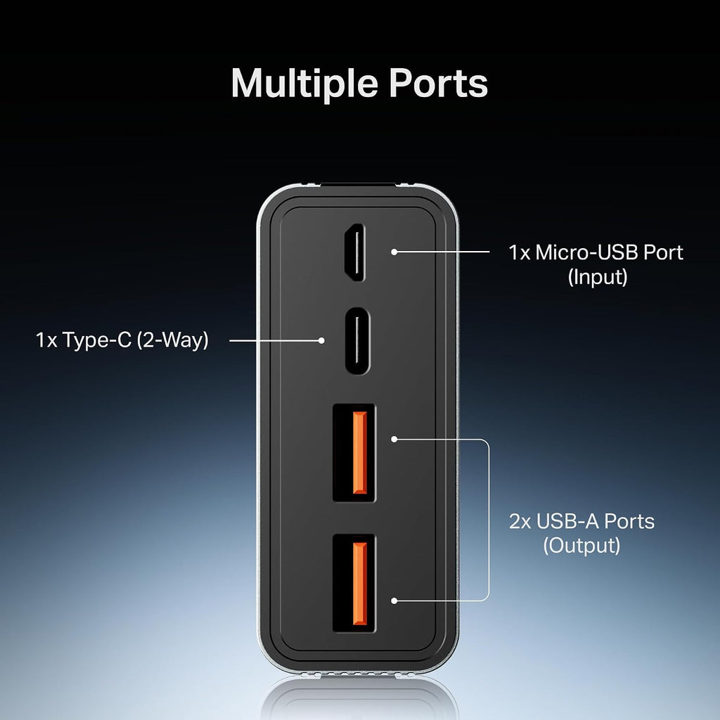 boAt Energyshroom PB435 20000 mAh 35W Super Fast Charging Power Bank, Smart 12 Layer Protection (4X Output Ports, Supports Android, iPhone, Tablets, Earbuds, etc.) (Stone Grey)