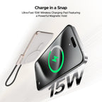 boAt Energyshroom PB330 MagnaCharge 10000 mAh Magnetic Wireless Power Bank w/ 15W Wireless Charging, Metal Stand,Magnacharge Ring for iPhone and Android Phones w/Wireless Charge(White)