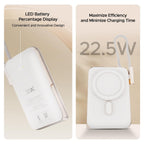 boAt Energyshroom PB330 MagnaCharge 10000 mAh Magnetic Wireless Power Bank w/ 15W Wireless Charging, Metal Stand,Magnacharge Ring for iPhone and Android Phones w/Wireless Charge(White)