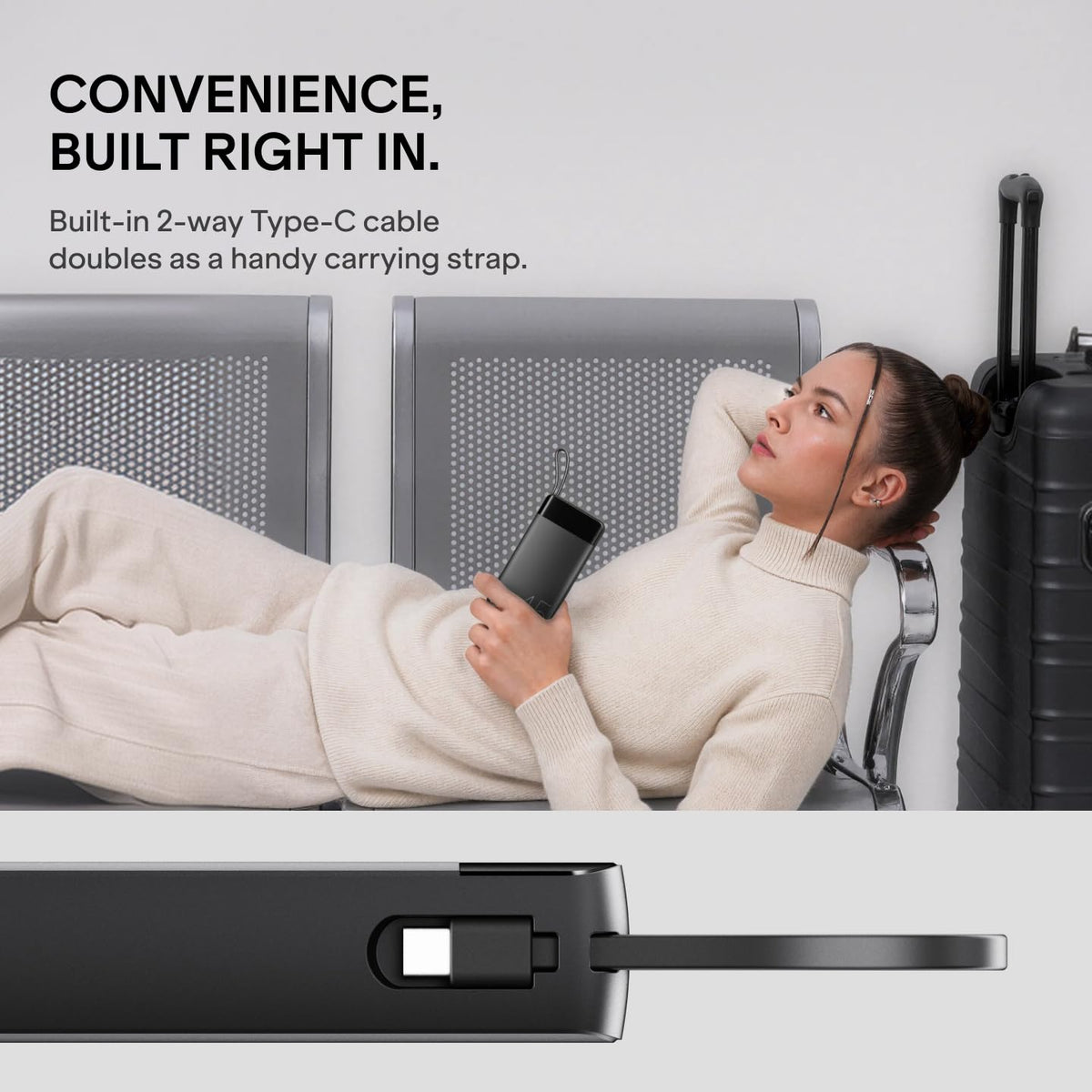 boAt New Launch Apex PB445; in-Built Type-C Cable; 20000 mAh 2-Way PD 45W Fast Charging Powerbank with Triple Output; Premium Finish; for Android, iPhone 17/16/Pro, Samsung, iPad (Phantom Black)