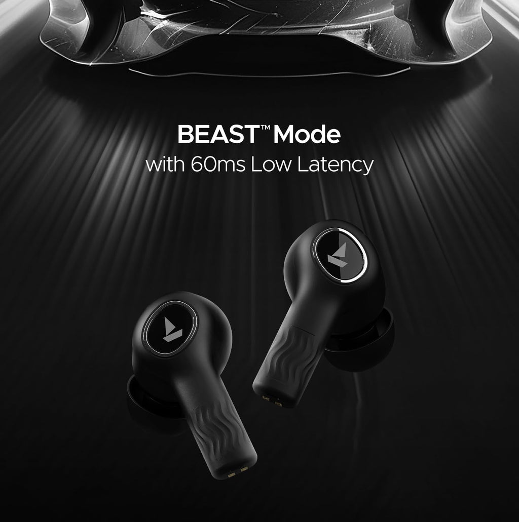 boAt Nirvana Ion, 120HRS Battery, Crystal Bionic Sound w/Dual EQ Modes, 4Mics ENx, App Support, Low Latency, IPX4, v.5.2 Bluetooth Earbuds, TWS Ear Buds Wireless Earphones with mic (Charcoal Black)