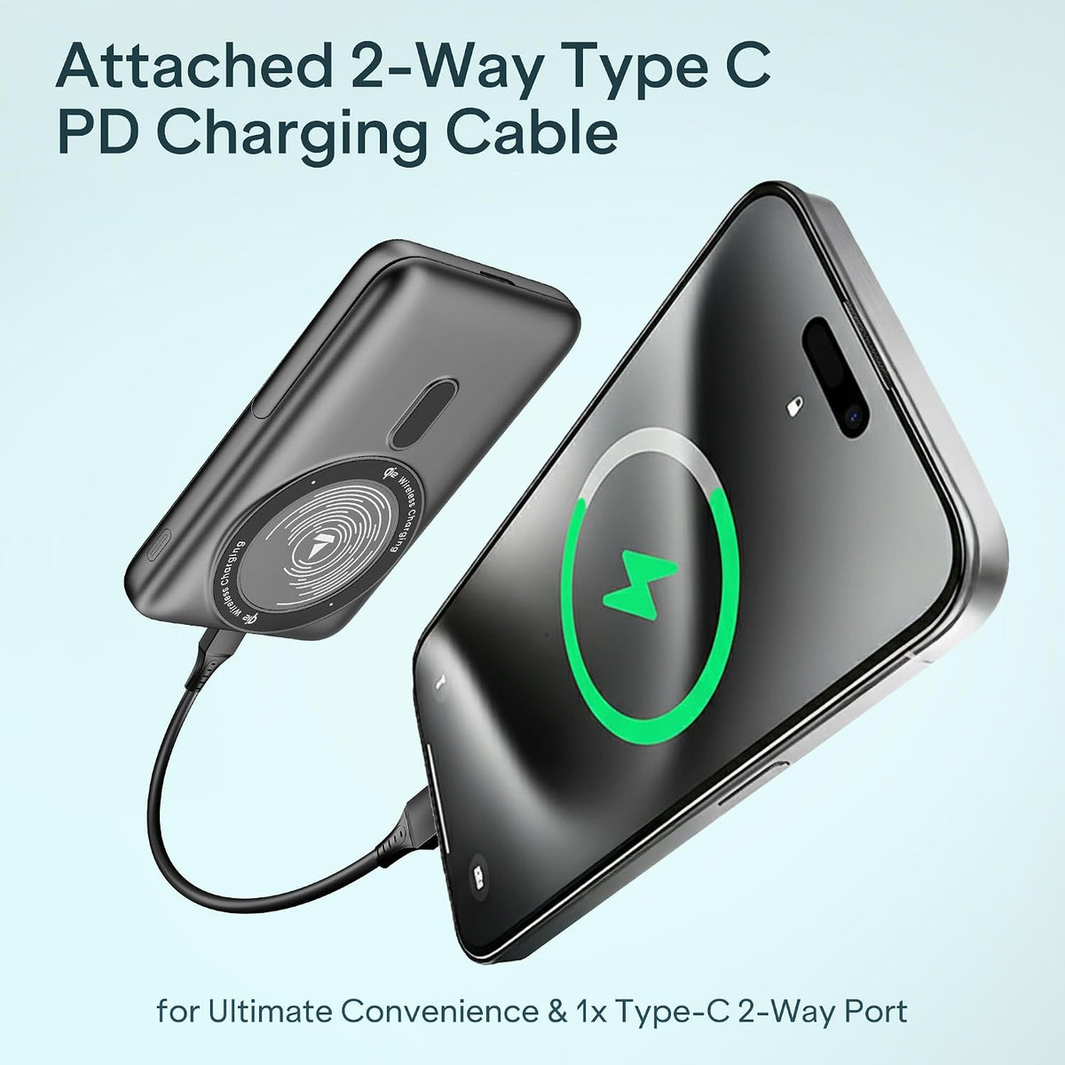 boAt Qi2 Certified PB330 Pro Magsafe 10000mAh Power Bank,15W Wireless Fast Charging, Digital Display, Built-in Retractable Stand & Cable for iPhone 15/16/17/Pro/Max/Air/S25/Ultra/Pixel (Ash Black)