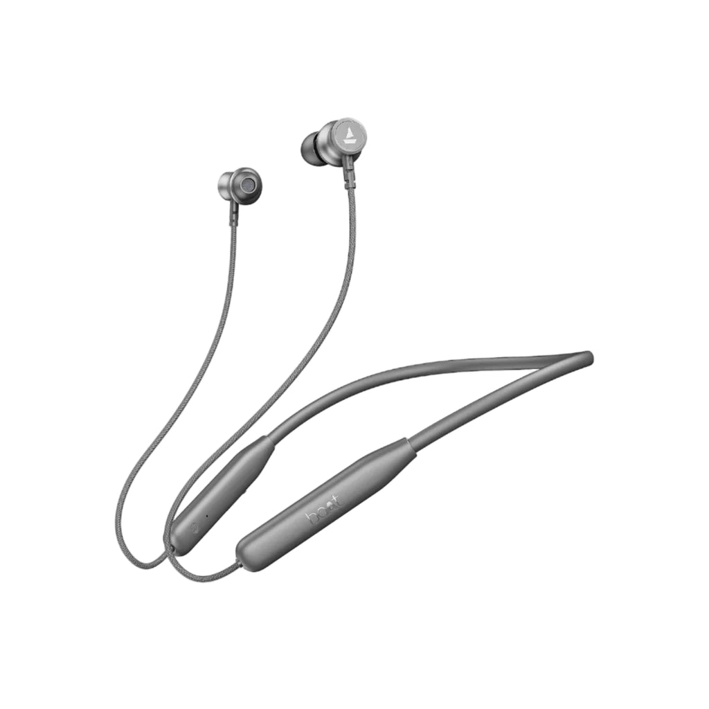 boAt Rockerz 113, 40H Battery, Dual Pair, Fast Charge, ENx Tech, App Support, Magnetic Buds, Bluetooth Neckband, Wireless with Mic in Ear Earphones (Ash Grey)