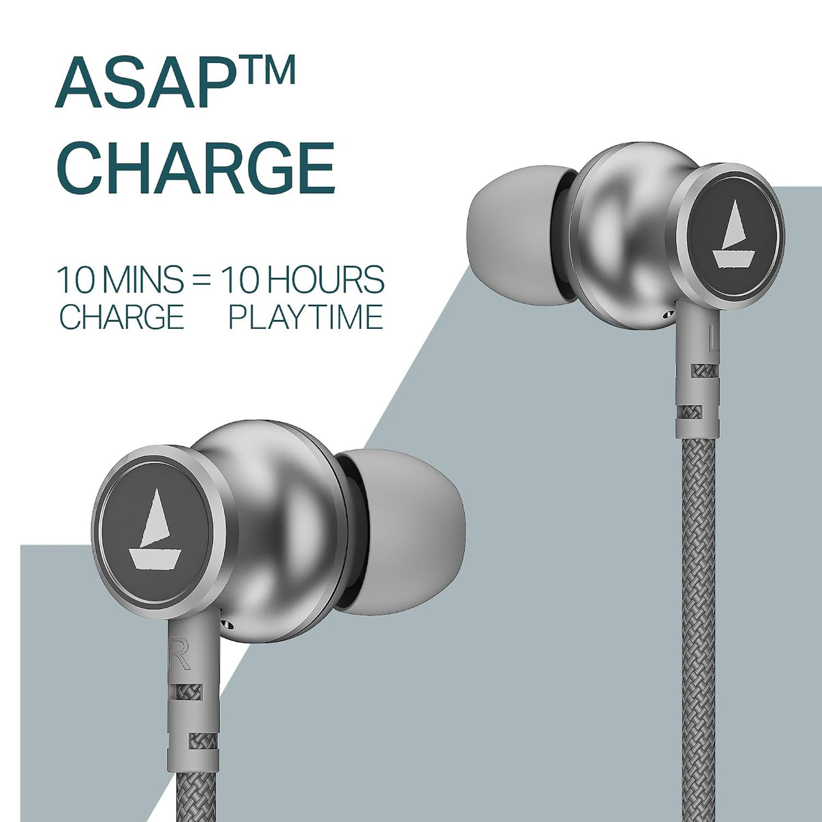boAt Rockerz 113, 40H Battery, Dual Pair, Fast Charge, ENx Tech, App Support, Magnetic Buds, Bluetooth Neckband, Wireless with Mic in Ear Earphones (Ash Grey)