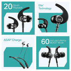 boAt Rockerz 202, ENx Tech, 20H Battery, in Ear, Dual Pair, Fast Charge, Magnetic Buds, Stream Ad Free Music via App Support, Bluetooth Neckband, Wireless with Mic Earphones (Active Black)