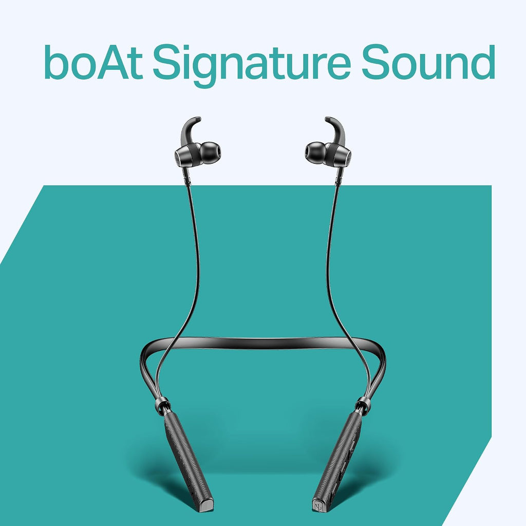 boAt Rockerz 202, ENx Tech, 20H Battery, in Ear, Dual Pair, Fast Charge, Magnetic Buds, Stream Ad Free Music via App Support, Bluetooth Neckband, Wireless with Mic Earphones (Active Black)