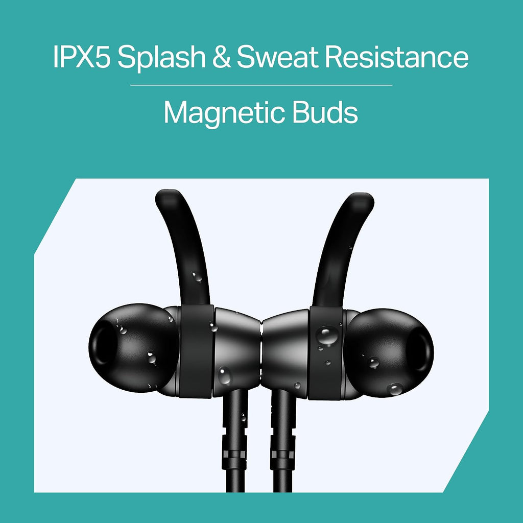 boAt Rockerz 202, ENx Tech, 20H Battery, in Ear, Dual Pair, Fast Charge, Magnetic Buds, Stream Ad Free Music via App Support, Bluetooth Neckband, Wireless with Mic Earphones (Active Black)