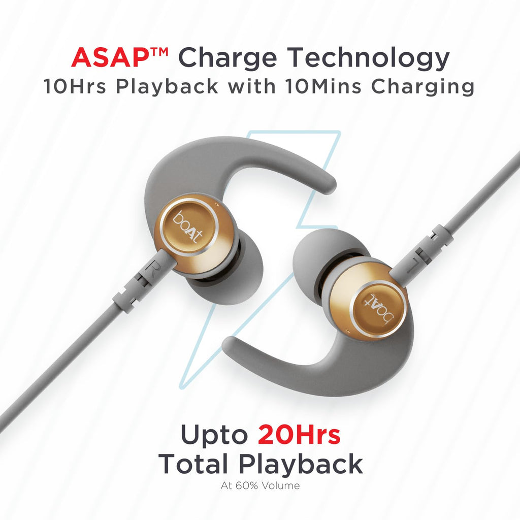 boAt Rockerz 235 Pro Wireless Bluetooth Neckband Earphone, Upto 20 hrs of Playtime, Beast Mode, Low Latency, IPX5 Water & Sweat Resistance, ENx Technology, Bluetooth v5.2(Ash Grey)