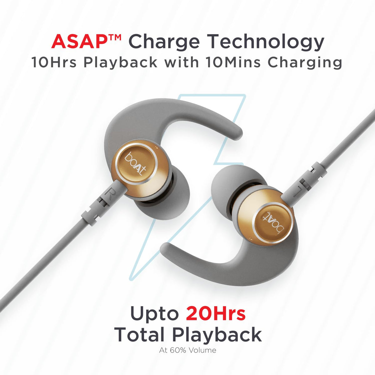 boAt Rockerz 235 Pro Wireless Bluetooth Neckband Earphone, Upto 20 hrs of Playtime, Beast Mode, Low Latency, IPX5 Water & Sweat Resistance, ENx Technology, Bluetooth v5.2(Ash Grey)