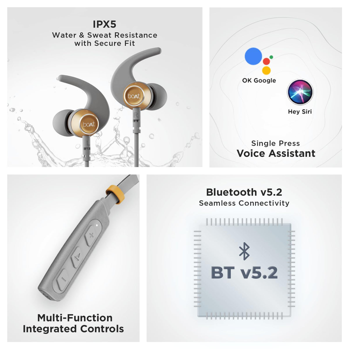 boAt Rockerz 235 Pro Wireless Bluetooth Neckband Earphone, Upto 20 hrs of Playtime, Beast Mode, Low Latency, IPX5 Water & Sweat Resistance, ENx Technology, Bluetooth v5.2(Ash Grey)