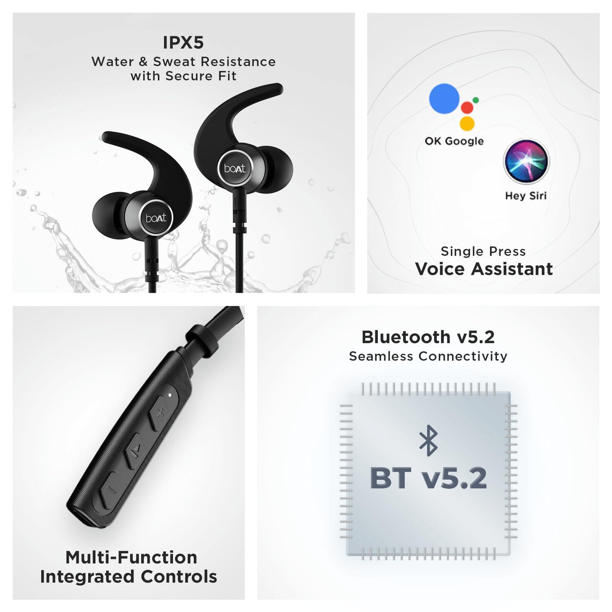 boAt Rockerz 235 Pro Wireless Bluetooth Neckband Earphone, Upto 20 hrs of Playtime, Beast Mode, Low Latency, IPX5 Water & Sweat Resistance, ENx Technology, Bluetooth v5.2(Active Black)
