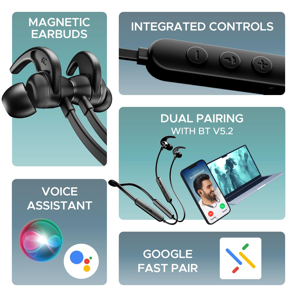 boAt Rockerz 255 Pro+, 60H Battery, Fast Charge, IPX7, Dual Pair,Low Latency,Magnetic Buds, App Support, in Ear Wireless Bluetooth Neckband with Mic Earphones (Active Black)