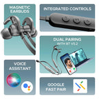 boAt Rockerz 255 Pro+, 60H Battery, Fast Charge, IPX7, Dual Pair,Low Latency,Magnetic Buds, App Support, in Ear Bluetooth Neckband, Wireless with Mic Earphones (Cosmic Grey)