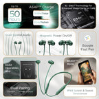 boAt Rockerz 255 Z Plus, AI-Enx Tech,Spatial Audio,50HRS Battery,Low Latency Mode,Fast Charge,Stream Ad Free Music via App Support, Bluetooth Neckband,Wireless with Mic in Ear Earphones (Pine Green)