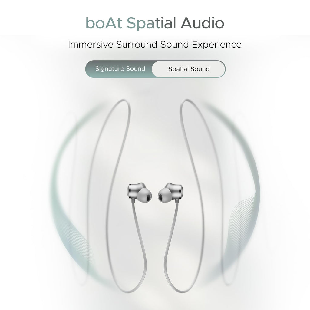 boAt Rockerz 255 Z Plus, AI-Enx Tech,Spatial Audio,50HRS Battery,Low Latency Mode,Fast Charge,Stream Ad Free Music via App Support, Bluetooth Neckband,Wireless with Mic in Ear Earphones (Slate Grey)