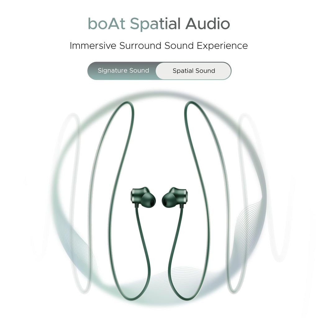 boAt Rockerz 255 Z Plus, AI-Enx Tech,Spatial Audio,50HRS Battery,Low Latency Mode,Fast Charge,Stream Ad Free Music via App Support, Bluetooth Neckband,Wireless with Mic in Ear Earphones (Pine Green)