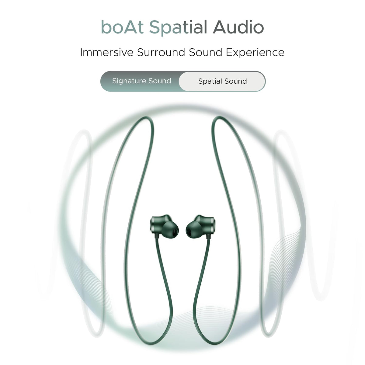 boAt Rockerz 255 Z Plus, AI-Enx Tech,Spatial Audio,50HRS Battery,Low Latency Mode,Fast Charge,Stream Ad Free Music via App Support, Bluetooth Neckband,Wireless with Mic in Ear Earphones (Pine Green)