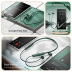boAt Rockerz 255 Z Plus, AI-Enx Tech,Spatial Audio,50HRS Battery,Low Latency Mode,Fast Charge,Stream Ad Free Music via App Support, Bluetooth Neckband,Wireless with Mic in Ear Earphones (Pine Green)