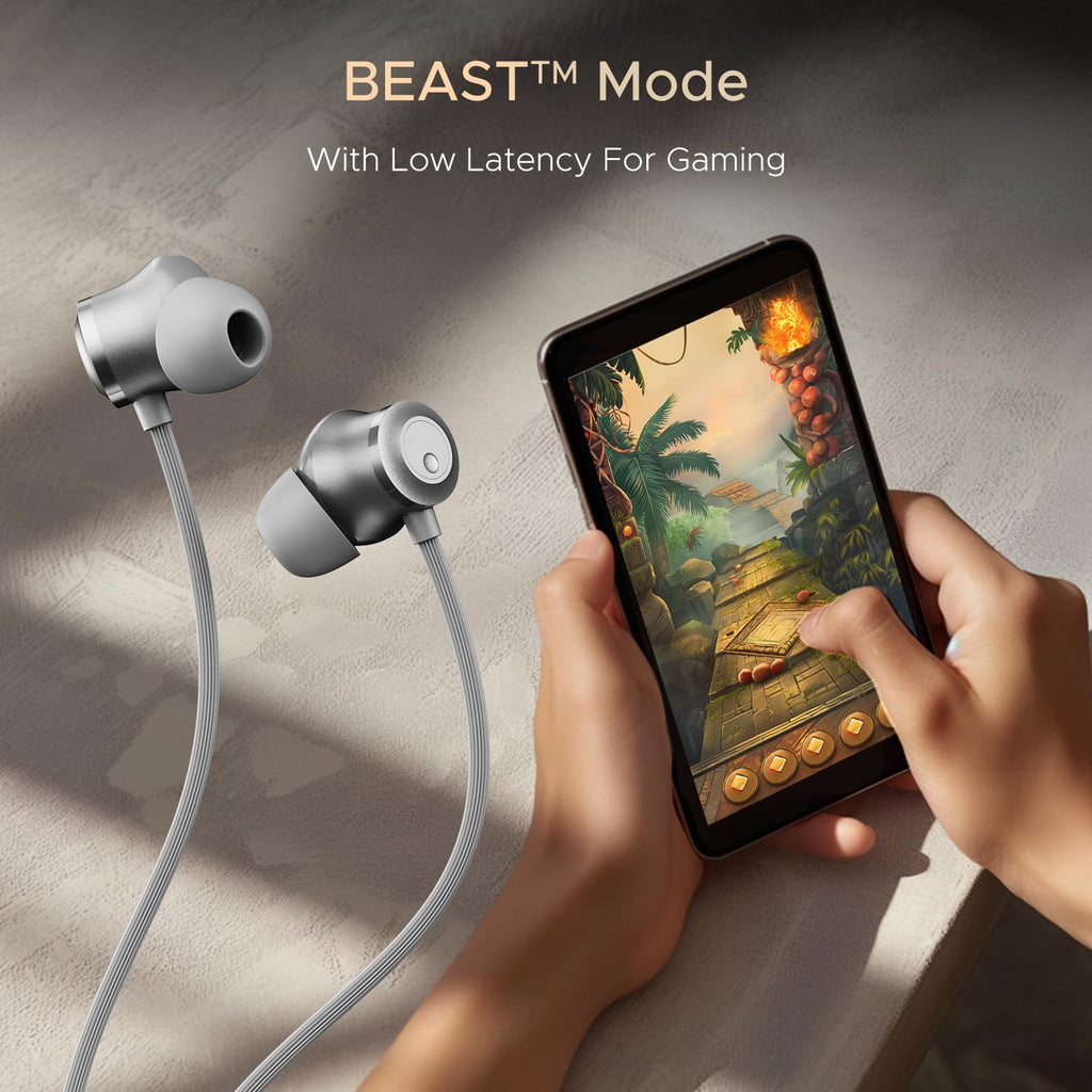 boAt Rockerz 255 Z Plus, AI-Enx Tech,Spatial Audio,50HRS Battery,Low Latency Mode,Fast Charge,Stream Ad Free Music via App Support, Bluetooth Neckband,Wireless with Mic in Ear Earphones (Slate Grey)