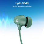 boAt Rockerz 301 ANC, (~30dB) ANC, 13mm Drivers,ENx, 40ms Low Latency, Hall Switch, Stream Ad Free Music via App Support, Bluetooth Neckband, Wireless with Mic Earphones (Green)