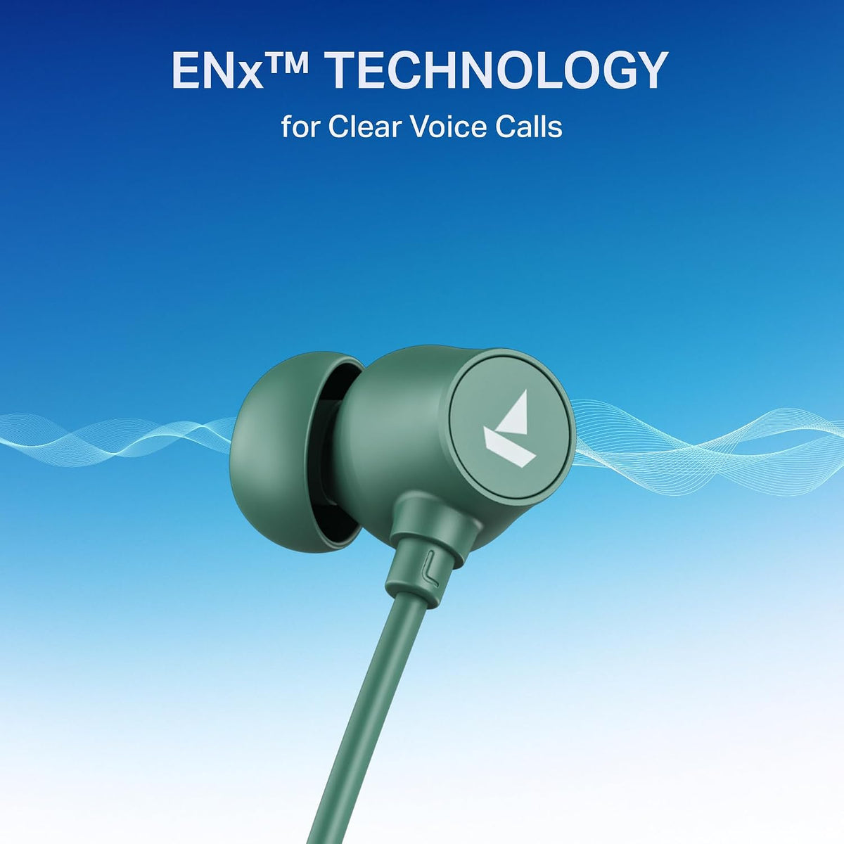 boAt Rockerz 301 ANC, (~30dB) ANC, 13mm Drivers,ENx, 40ms Low Latency, Hall Switch, Stream Ad Free Music via App Support, Bluetooth Neckband, Wireless with Mic Earphones (Green)