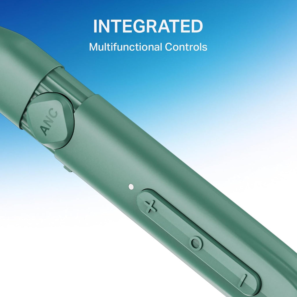 boAt Rockerz 301 ANC, (~30dB) ANC, 13mm Drivers,ENx, 40ms Low Latency, Hall Switch, Stream Ad Free Music via App Support, Bluetooth Neckband, Wireless with Mic Earphones (Green)
