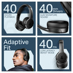 boAt Rockerz 411, 40Ms Low Latency, 40Hrs Battery, 40Mm Drivers, ENx Tech, App Support, Bluetooth Headphones, Wireless Over Ear Headphone with Mic (Active Black)