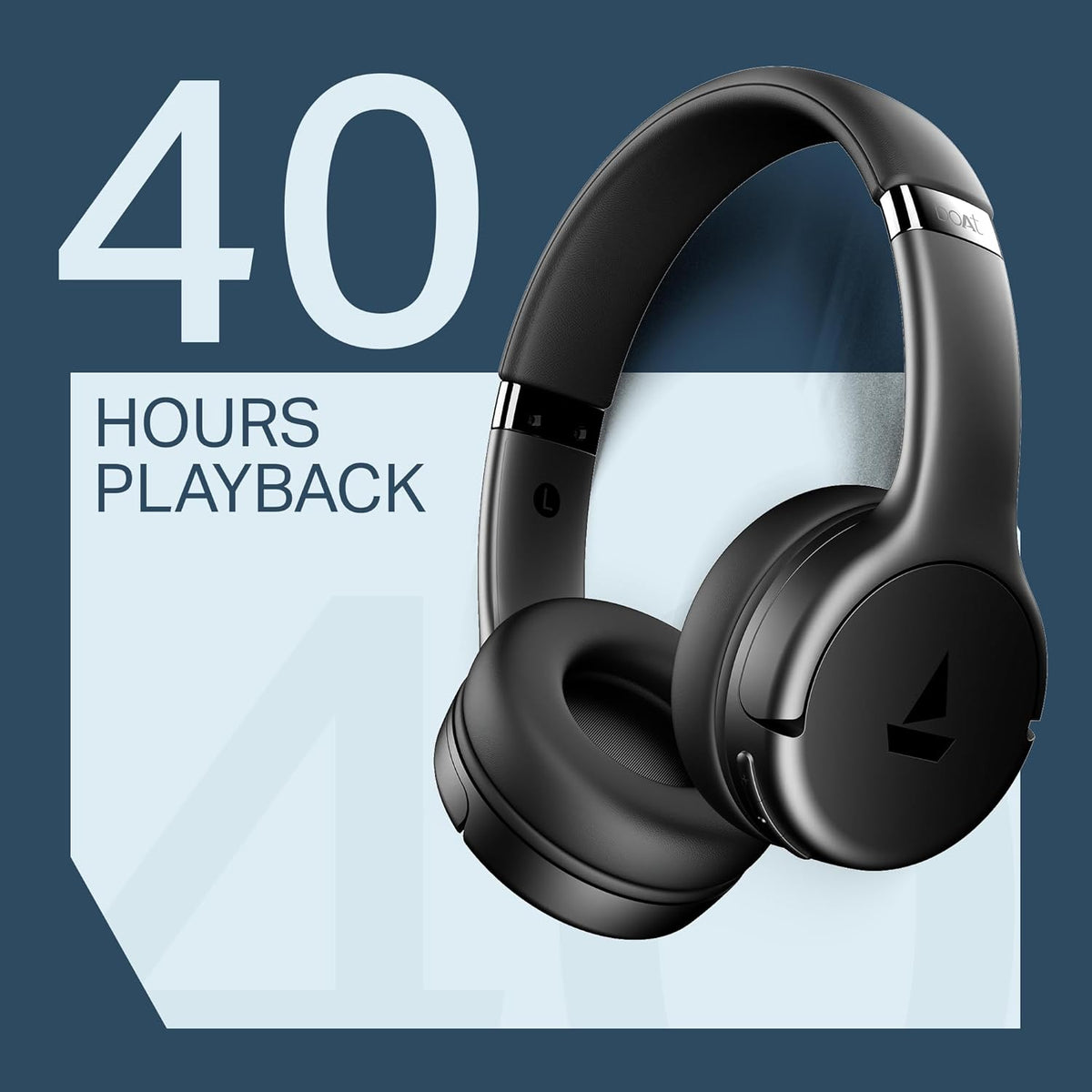 boAt Rockerz 411, 40Ms Low Latency, 40Hrs Battery, 40Mm Drivers, ENx Tech, App Support, Bluetooth Headphones, Wireless Over Ear Headphone with Mic (Active Black)