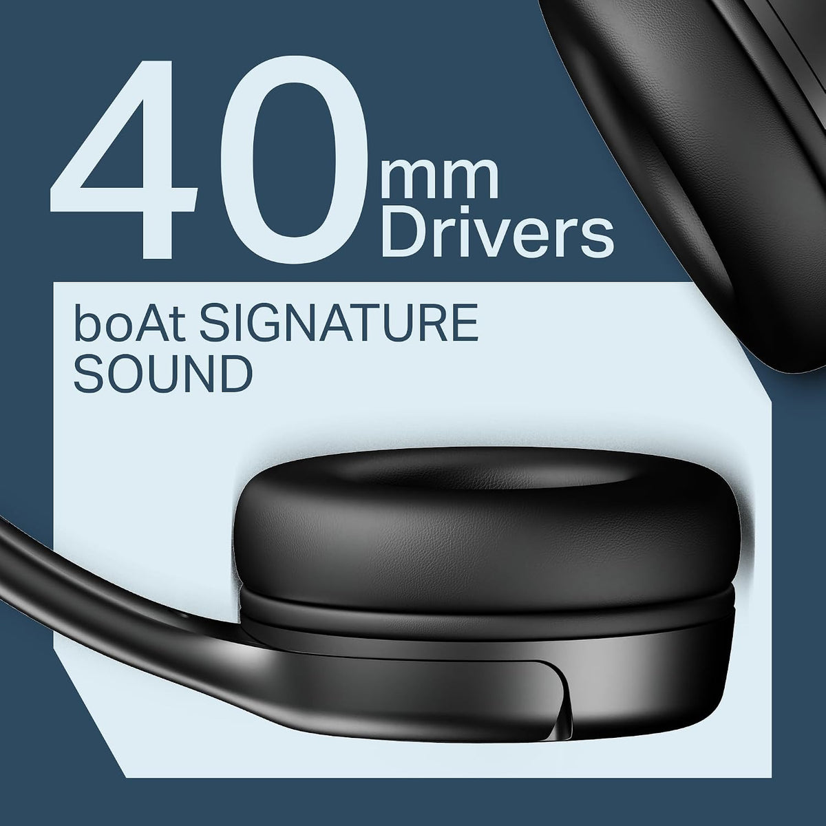 boAt Rockerz 411, 40Ms Low Latency, 40Hrs Battery, 40Mm Drivers, ENx Tech, App Support, Bluetooth Headphones, Wireless Over Ear Headphone with Mic (Active Black)