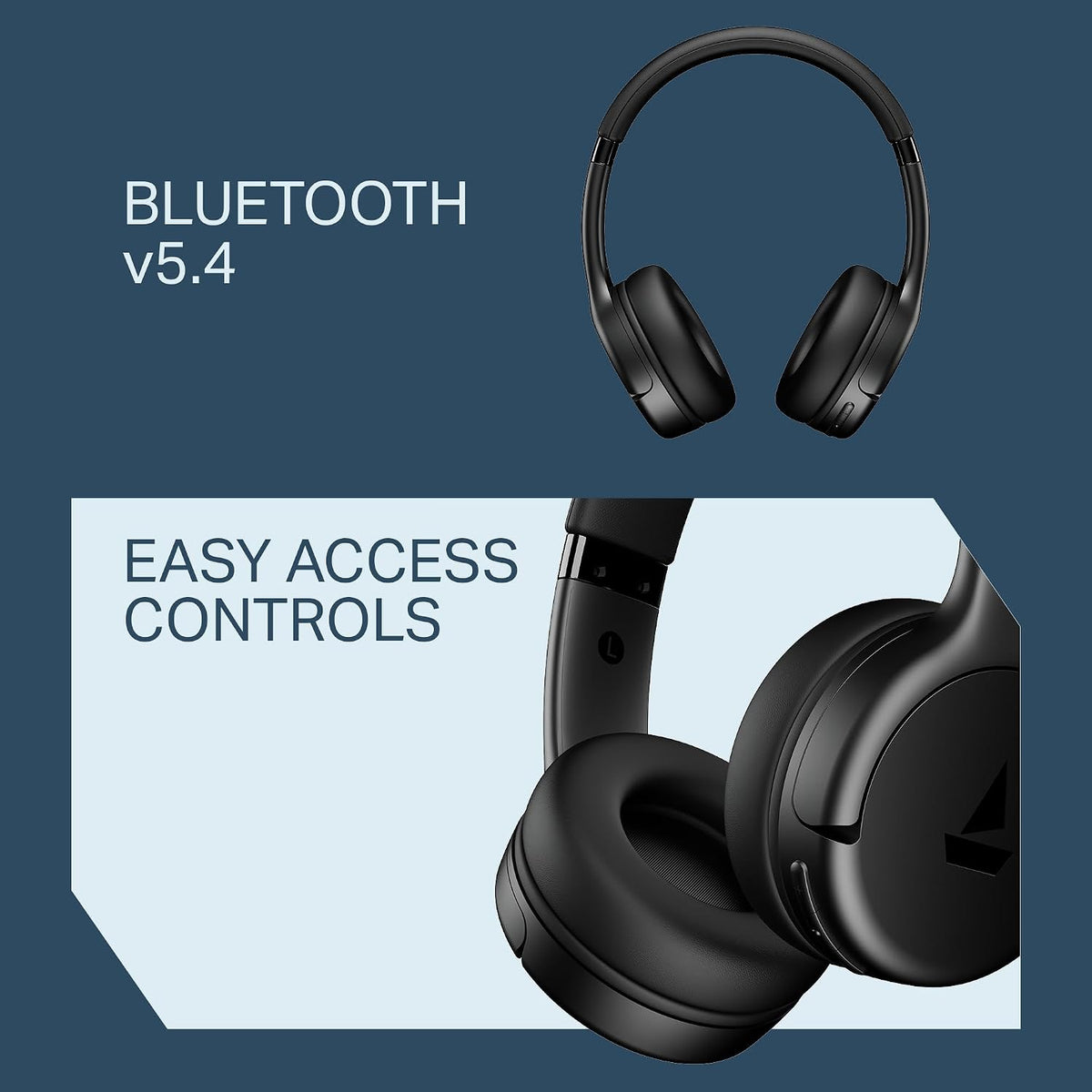 boAt Rockerz 411, 40Ms Low Latency, 40Hrs Battery, 40Mm Drivers, ENx Tech, App Support, Bluetooth Headphones, Wireless Over Ear Headphone with Mic (Active Black)