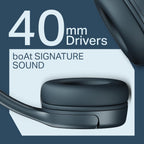 boAt Rockerz 411, 40Ms Low Latency, 40Hrs Battery, 40Mm Drivers, ENx Tech, App Support, Bluetooth Headphones, Wireless Over Ear Headphone with Mic (Bold Blue)