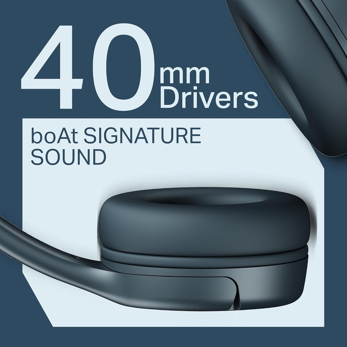 boAt Rockerz 411, 40Ms Low Latency, 40Hrs Battery, 40Mm Drivers, ENx Tech, App Support, Bluetooth Headphones, Wireless Over Ear Headphone with Mic (Bold Blue)