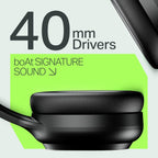 boAt Rockerz 421, 60H Battery, Low Latency(40Ms), 40Mm Drivers, ENx Tech, App Support, Bluetooth Headphones, Wireless Over Ear Headphone with Mic (Black Sabre)