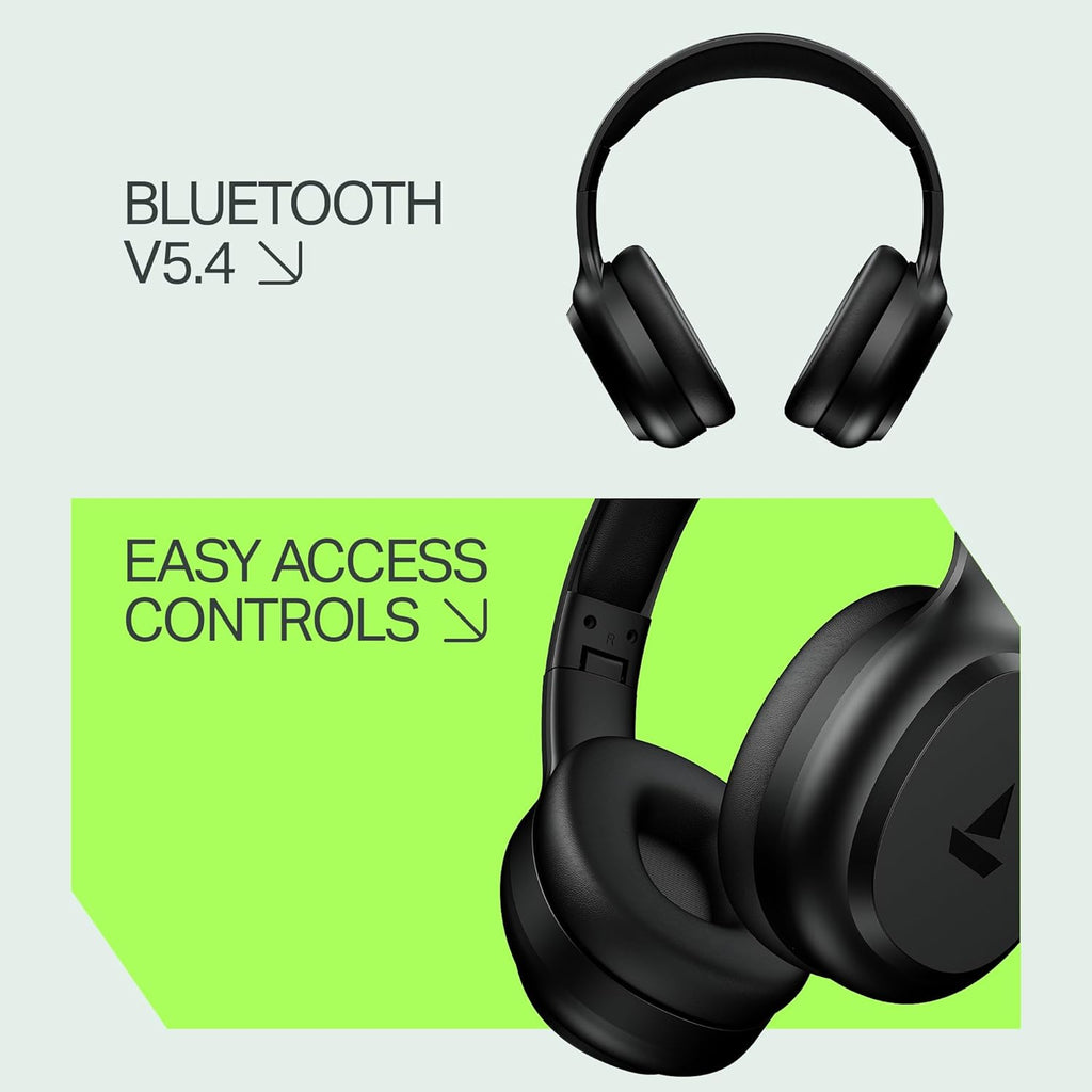 boAt Rockerz 421, 60H Battery, Low Latency(40Ms), 40Mm Drivers, ENx Tech, App Support, Bluetooth Headphones, Wireless Over Ear Headphone with Mic (Black Sabre)