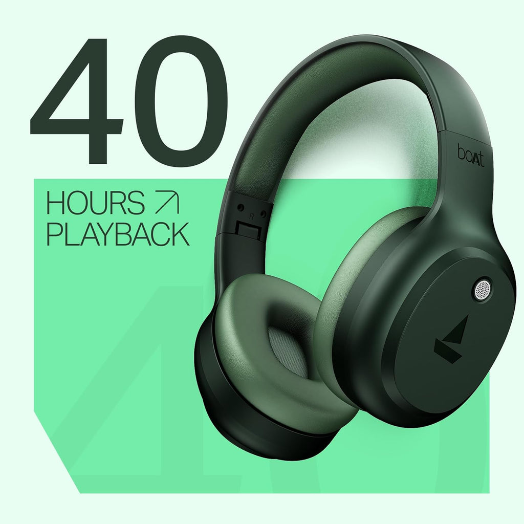 boAt Rockerz 421, 60H Battery, Low Latency(40Ms), 40Mm Drivers, ENx Tech, Stream Ad Free Music via App Support, Bluetooth Headphones, Wireless Over Ear Headphone with Mic (Sage Green)