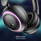 boAt Rockerz 480, RGB LEDs,6 Light Modes, 40mm Drivers,Beast Mode, 60H Battery, ENx Tech, App Support, Bluetooth Headphones, Wireless Over Ear Headphone with Mic (Black Sabre)