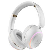 boAt Rockerz 480, RGB LEDs,6 Light Modes, 40mm Drivers,Beast Mode, 60H Battery, ENx Tech, App Support, Bluetooth Headphones, Wireless Over Ear Headphone with Mic (White Sabre)