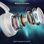 boAt Rockerz 480, RGB LEDs,6 Light Modes, 40mm Drivers,Beast Mode, 60H Battery, ENx Tech, App Support, Bluetooth Headphones, Wireless Over Ear Headphone with Mic (White Sabre)