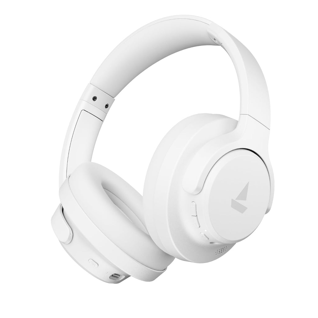 boAt Rockerz 512 ANC, 40Db Hybrid ANC, 80Hrs Playback, 40Mm Drivers, 40Ms Latency Beast Mode, Enx Tech, App Support, Over Ear Bluetooth Headphones, Wireless Headphone with Mic (Bold White)