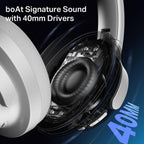 boAt Rockerz 512 ANC, 40Db Hybrid ANC, 80Hrs Playback, 40Mm Drivers, 40Ms Latency Beast Mode, Enx Tech, App Support, Over Ear Bluetooth Headphones, Wireless Headphone with Mic (Bold White)