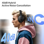 boAt Rockerz 512 ANC,(~40dB) Hybrid ANC, 80H Battery, 40mm Drivers, 40ms Low Latency, ENx Tech, App Support, Bluetooth Headphones, Wireless Headphone with Mic (Cosmic Black)