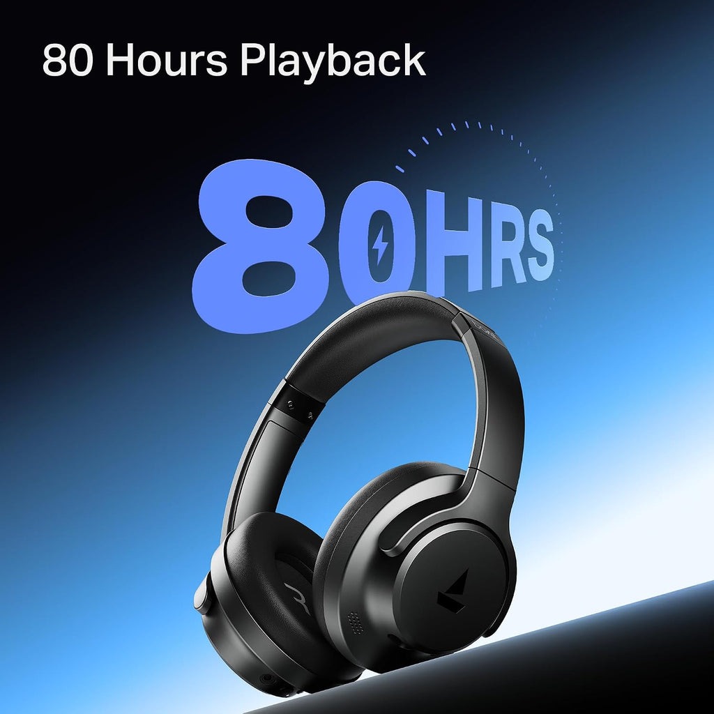 boAt Rockerz 512 ANC,(~40dB) Hybrid ANC, 80H Battery, 40mm Drivers, 40ms Low Latency, ENx Tech, App Support, Bluetooth Headphones, Wireless Headphone with Mic (Cosmic Black)
