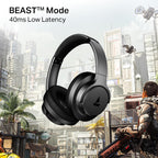 boAt Rockerz 512 ANC,(~40dB) Hybrid ANC, 80H Battery, 40mm Drivers, 40ms Low Latency, ENx Tech, App Support, Bluetooth Headphones, Wireless Headphone with Mic (Cosmic Black)
