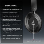 boAt Rockerz 650 Pro, Touch/Swipe Controls, Dolby Audio, 80Hrs Battery, 2Mics ENx, Fast Charge, App Support, Dual Pair, Bluetooth Over Ear Headphones with Mic (Iris Black)