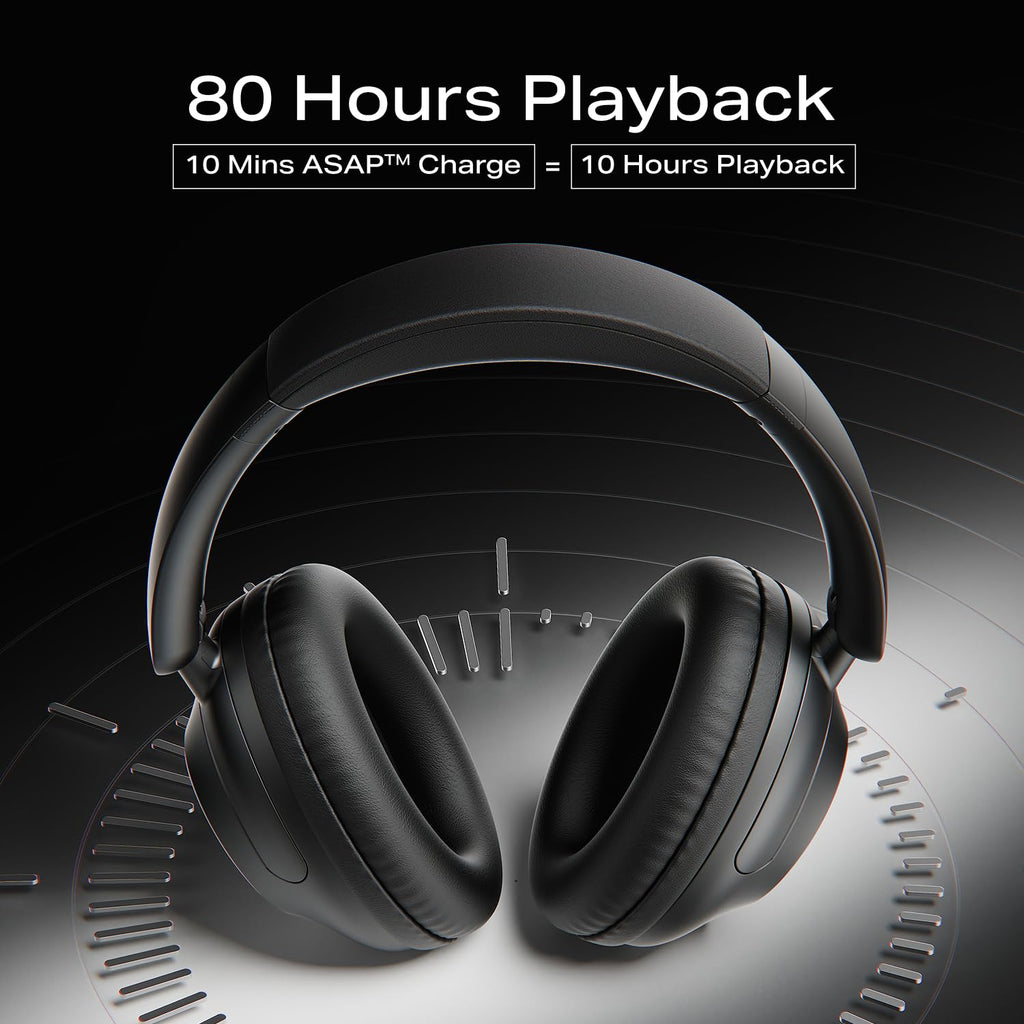 boAt Rockerz 650 Pro, Touch/Swipe Controls, Dolby Audio, 80Hrs Battery, 2Mics ENx, Fast Charge, App Support, Dual Pair, Bluetooth Over Ear Headphones with Mic (Iris Black)