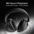 boAt Rockerz 650 Pro, Touch/Swipe Controls, Dolby Audio, 80Hrs Battery, 2Mics ENx, Fast Charge, App Support, Dual Pair, Bluetooth Over Ear Headphones with Mic (Iris Black)