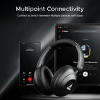 boAt Rockerz 650 Pro, Touch/Swipe Controls, Dolby Audio, 80Hrs Battery, 2Mics ENx, Fast Charge, App Support, Dual Pair, Bluetooth Over Ear Headphones with Mic (Iris Black)