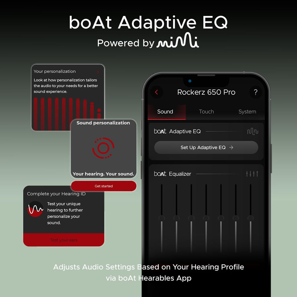 boAt Rockerz 650 Pro, Touch/Swipe Controls, Dolby Audio, 80Hrs Battery, 2Mics ENx, Fast Charge, App Support, Dual Pair, Bluetooth Over Ear Headphones with Mic (Sage Green)